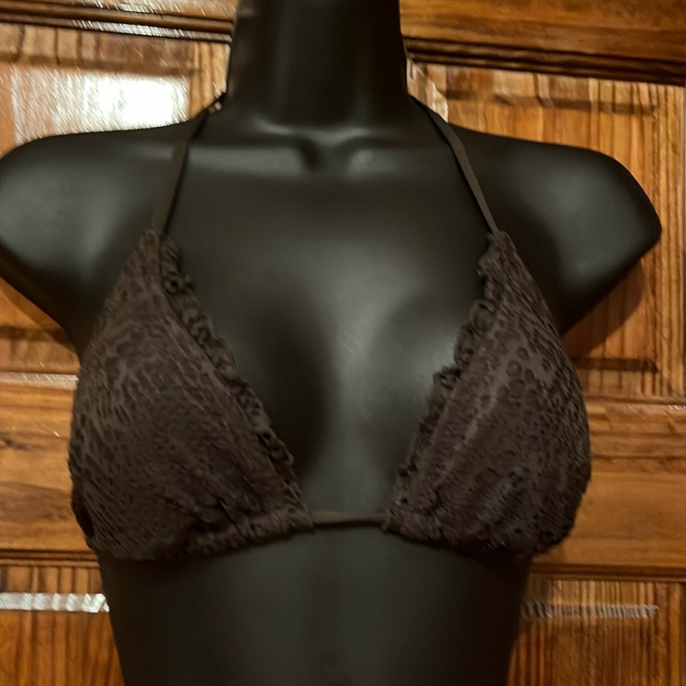 Chocolate Lace & Ruffle Bikini Top